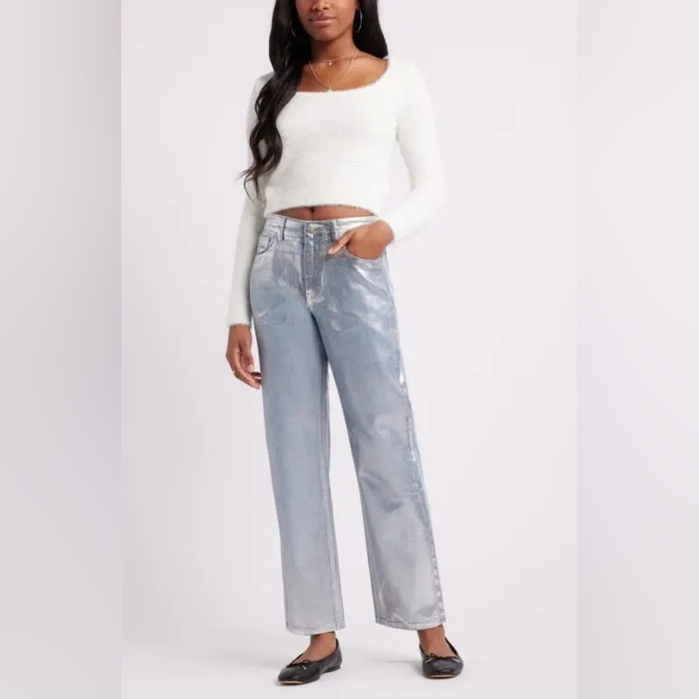 BP Shine High Waist Straight Leg Jeans